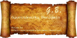 Gyurcsánszky Benjámin névjegykártya