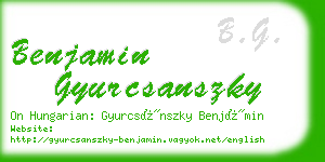 benjamin gyurcsanszky business card